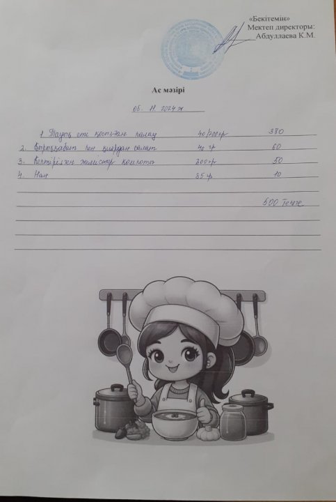 Күндік ас мәзірі