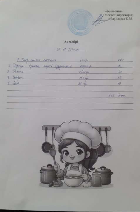 Күндік ас мәзірі