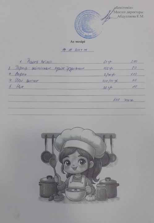 Күндік ас мәзірі