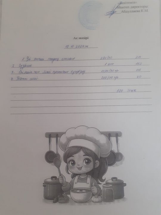 Күндік ас мәзірі