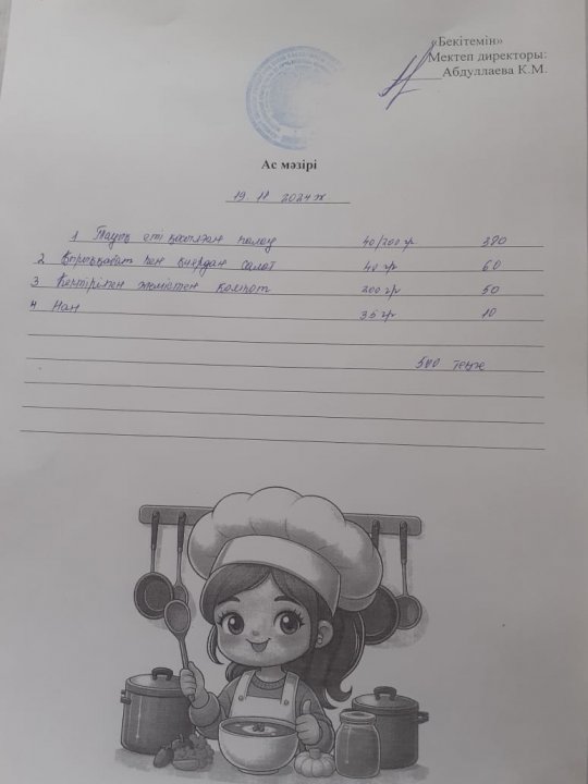 Күндік ас мәзірі