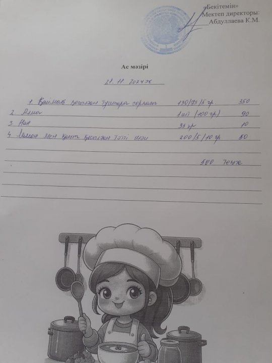 Күндік ас мәзірі