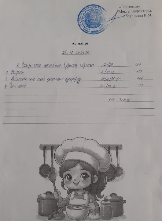 Күндік ас мәзірі