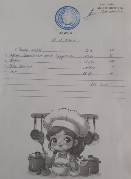 Күндік ас мәзірі