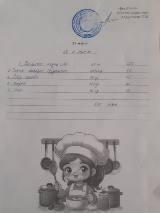 Күндік ас мәзірі