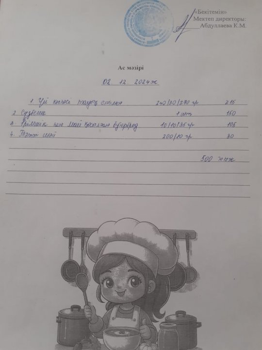 Күндік ас мәзірі