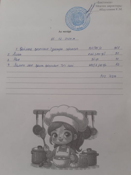 Күндік ас мәзірі