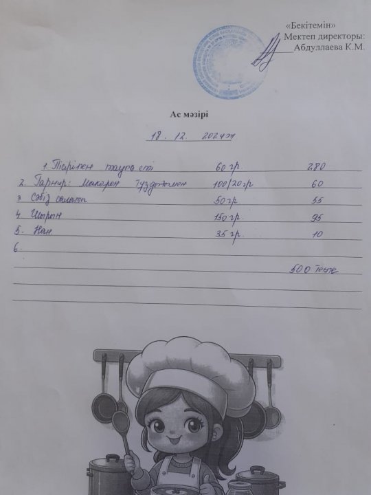 Күндік ас мәзірі