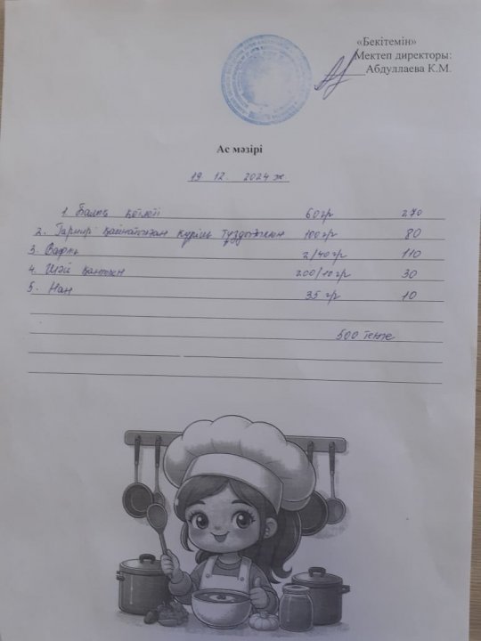 Күндік ас мәзірі