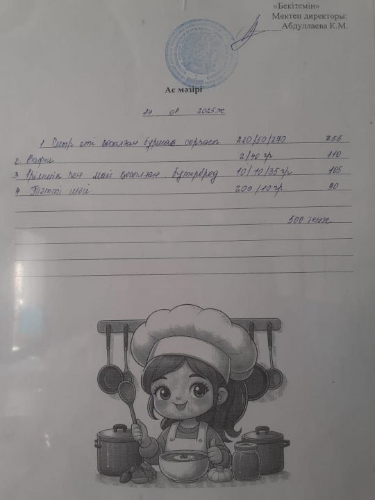 Күндік ас мәзірі