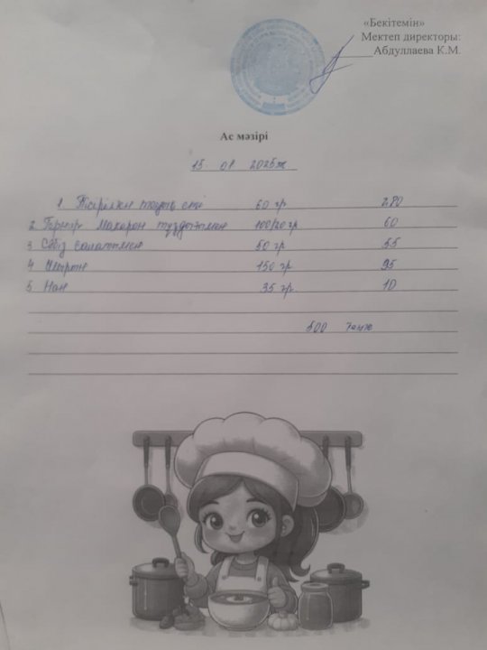 Күндік ас мәзірі