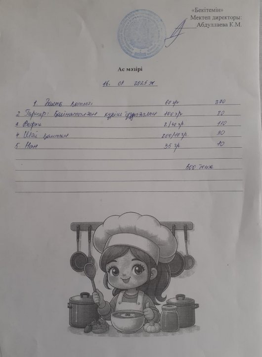 Күндік ас мәзірі