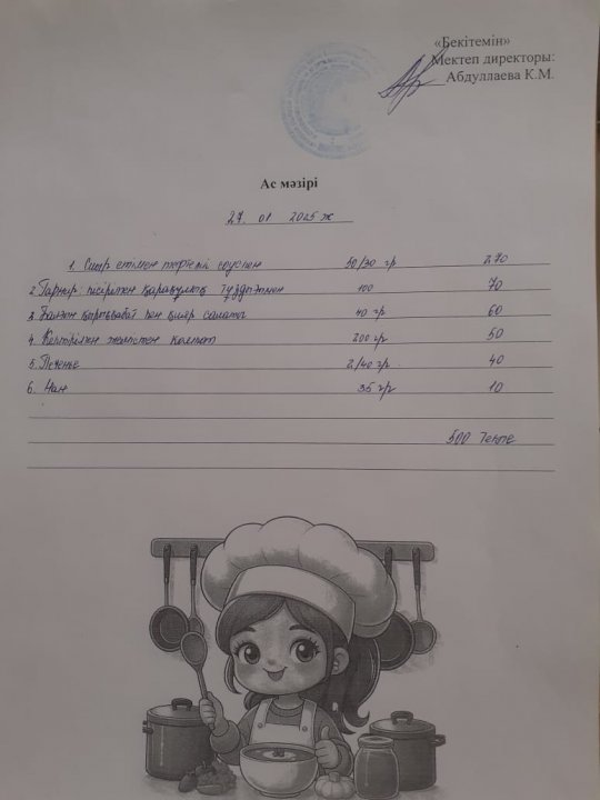 Күндік ас мәзірі