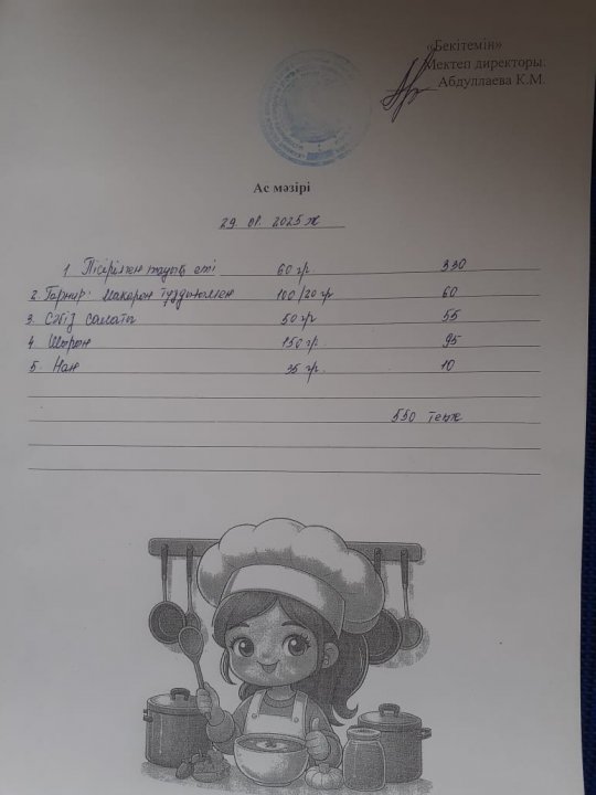 Күндік ас мәзірі