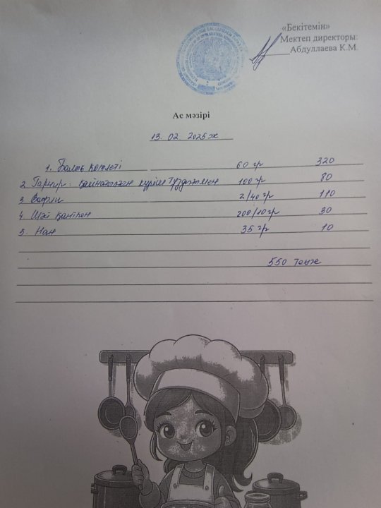 Күндік ас мәзірі