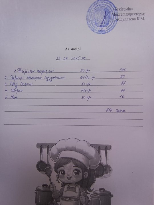Күндік ас мәзірі